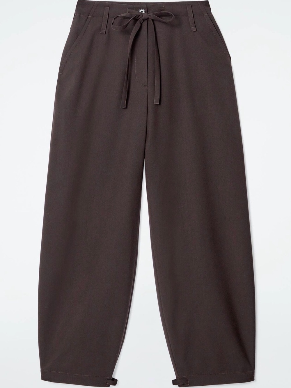 COS-DRAWSTRING TWILL BARREL-LEG TROUSERS